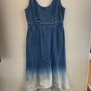 Amanda Uprichard Denim curvy Dress western coastal mermaid L Ptp18 w16 L44